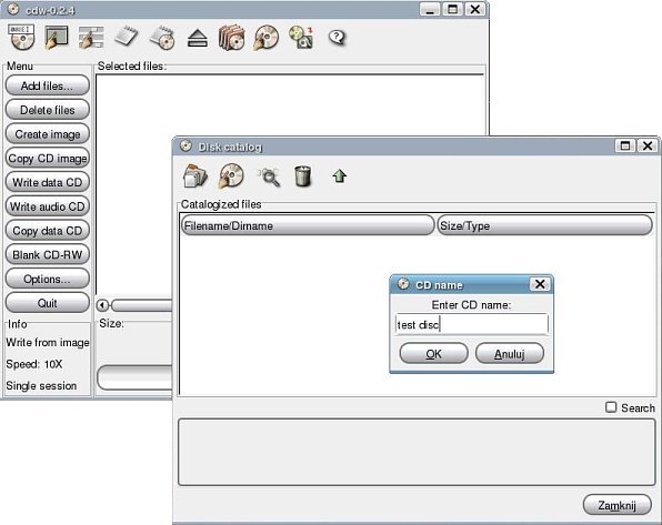 cdw with database enabled - disk catalog window